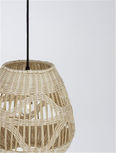 Nova Luce Závěsné svítidlo MARLO přírodní ratan, 27cm, E27 1x12W