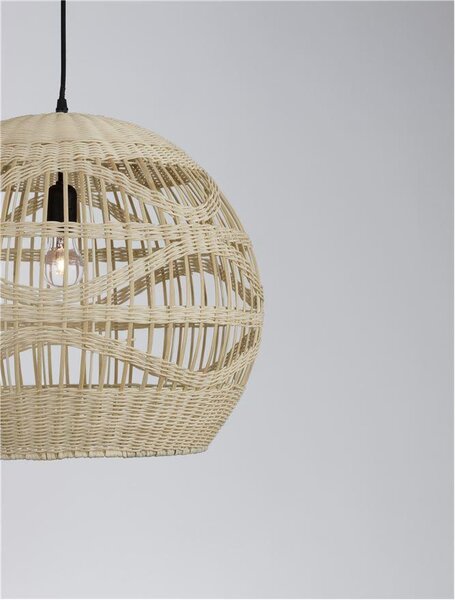 Nova Luce Závěsné svítidlo MARLO přírodní ratan, 48,5cm, E27 1x12W