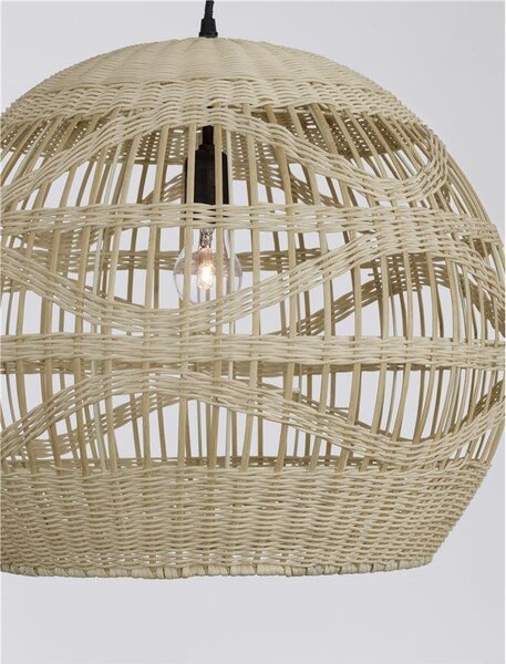 Nova Luce Závěsné svítidlo MARLO přírodní ratan, 48,5cm, E27 1x12W