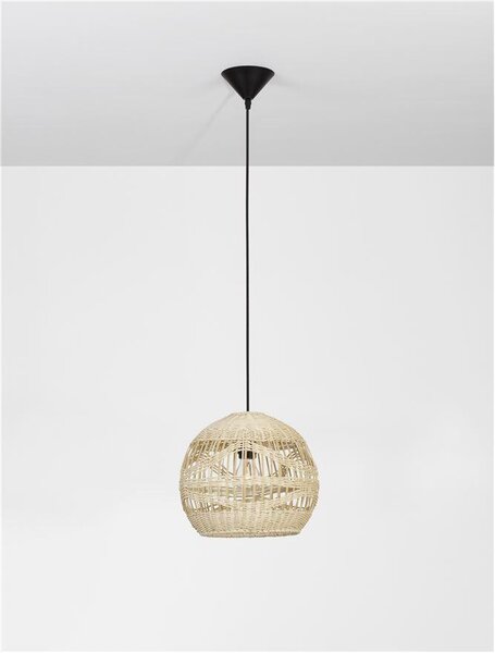 Nova Luce Závěsné svítidlo MARLO přírodní ratan, 30cm, E27 1x12W