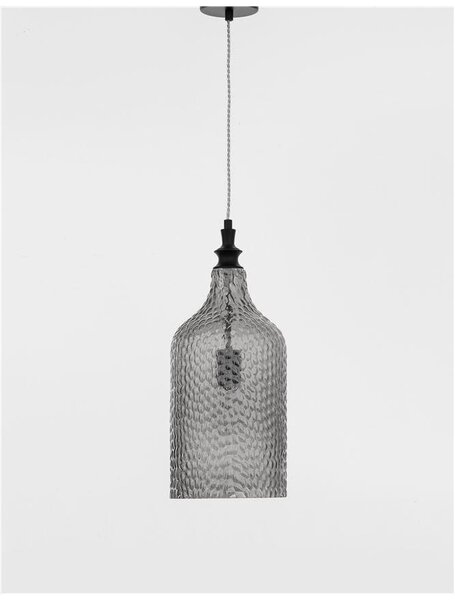 Nova Luce Závěsné svítidlo MAROU kouřové šedé sklo, E27 1x12W