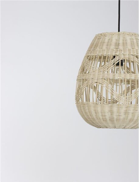 Nova Luce Závěsné svítidlo MARLO přírodní ratan, 30cm, E27 1x12W