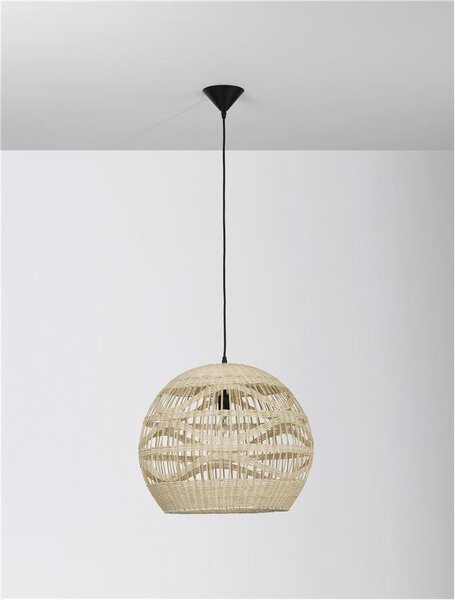 Nova Luce Závěsné svítidlo MARLO přírodní ratan, 48,5cm, E27 1x12W
