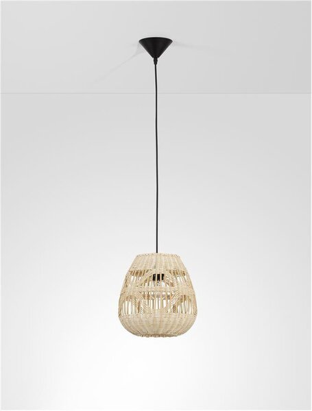 Nova Luce Závěsné svítidlo MARLO přírodní ratan, 27cm, E27 1x12W