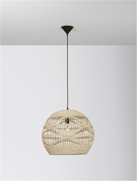 Nova Luce Závěsné svítidlo MARLO přírodní ratan, 48,5cm, E27 1x12W