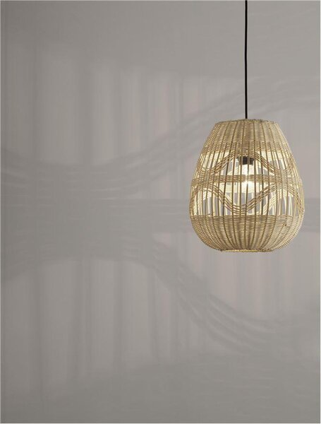 Nova Luce Závěsné svítidlo MARLO přírodní ratan, 30cm, E27 1x12W
