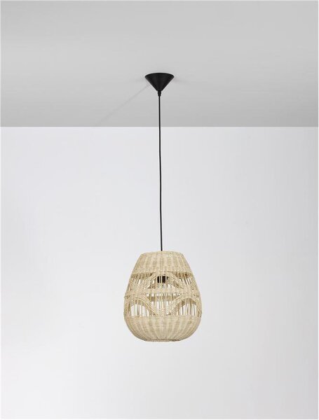 Nova Luce Závěsné svítidlo MARLO přírodní ratan, 30cm, E27 1x12W