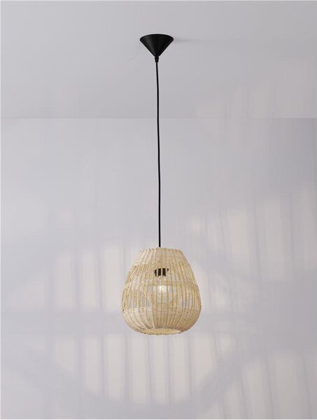 Nova Luce Závěsné svítidlo MARLO přírodní ratan, 27cm, E27 1x12W