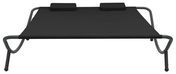 Zahradní lehátko textil černé