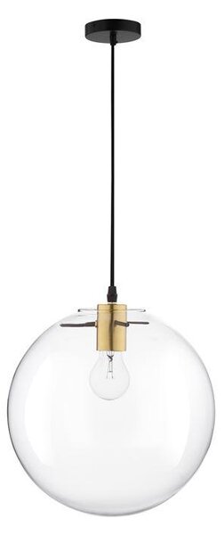 Nova Luce Závěsné svítidlo MIRALE zlatý kov čiré sklo a černý PVC kabel E27 1x12W