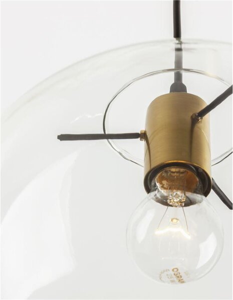 Nova Luce Závěsné svítidlo MIRALE zlatý kov čiré sklo a černý PVC kabel E27 1x12W