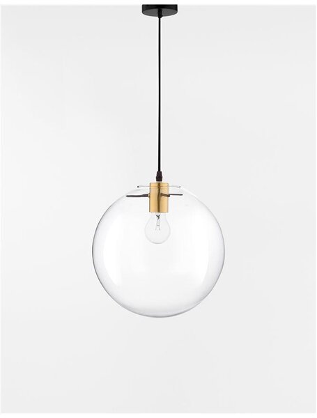Nova Luce Závěsné svítidlo MIRALE zlatý kov čiré sklo a černý PVC kabel E27 1x12W