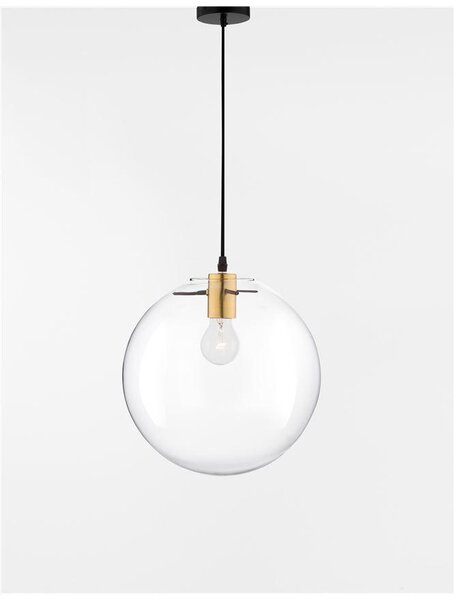 Nova Luce Závěsné svítidlo MIRALE zlatý kov čiré sklo a černý PVC kabel E27 1x12W