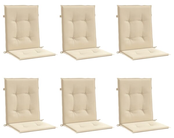 Podušky na židli nízké opěradlo 6 ks béžové 100x50x3 cm oxford