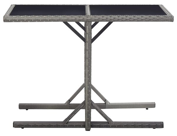 Zahradní stůl antracitový 110 x 53 x 72 cm sklo a polyratan