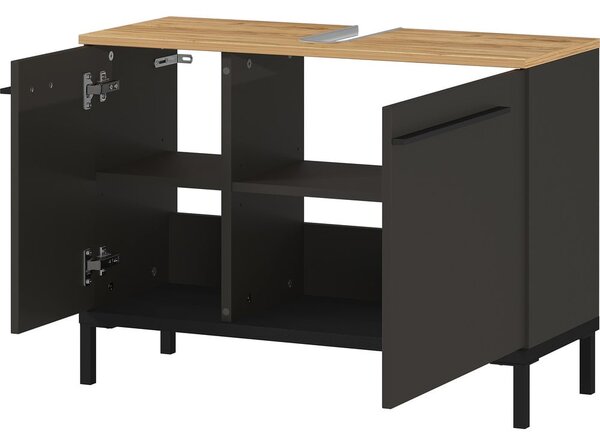 Tmavě šedá skříňka pod umyvadlo v dekoru dubu 80x59 cm Yonkers - Germania