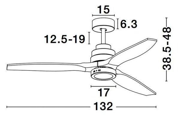 Nova Luce Stropní ventilátor se světlem NATURE, dubové dřevo, 5 rychlostí 25W LED