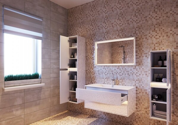 Lavedo Torino White 170 vysoká závěsná skříňka do koupelny s LED podsvícením