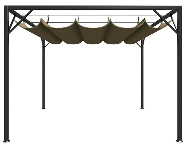Zahradní altán se zatahovací střechou 3 x 3 m taupe 180 g/m²