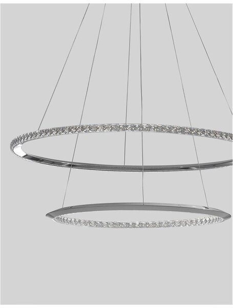 Nova Luce Závěsné svítidlo NETUNO chromovaný hliník a křišťál nastavitelné LED 50W 3000K stmívatelné