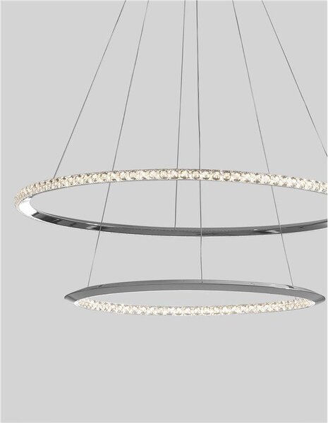 Nova Luce Závěsné svítidlo NETUNO chromovaný hliník a křišťál nastavitelné LED 50W 3000K stmívatelné
