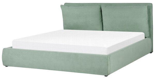 Sametová postel s úložným prostorem 180 x 200 cm mátově zelená BAJONNA