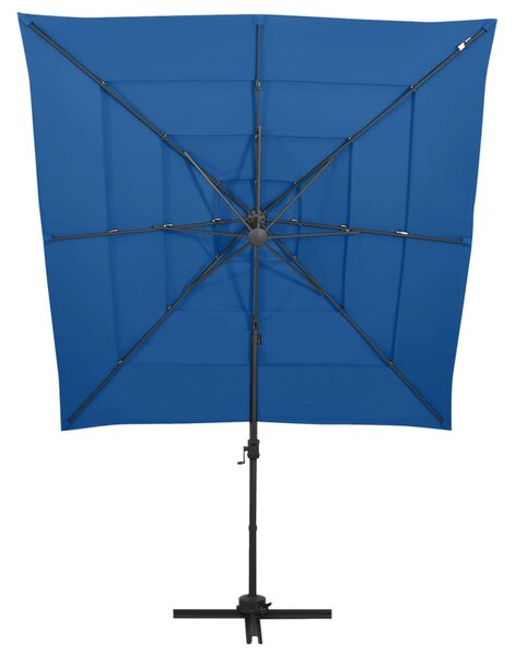 4stupňový zahradní slunečník hliníková tyč azurový 250 x 250 cm