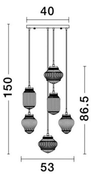 Nova Luce Závěsné svítidlo NORD čiré sklo hnědá kovová základna E14 6x5W