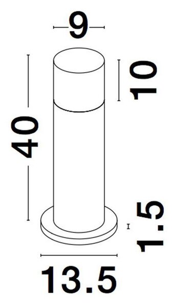 Nova Luce Venkovní sloupkové svítidlo NOTEN, 40cm, LED 8W 3000K IP65, IP65