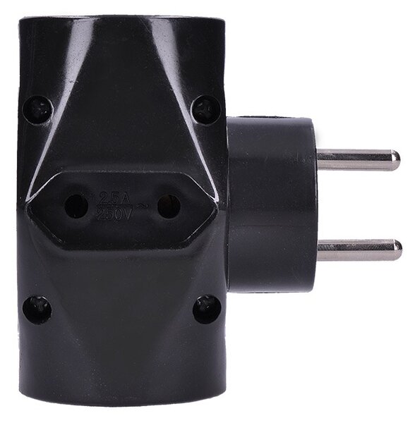SOLIGHT Zásuvka rozbočovací P92 IP20/230V/2x10A+1x2,5A, černá
