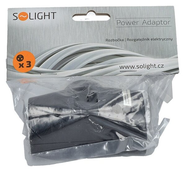 SOLIGHT Zásuvka rozbočovací P92 IP20/230V/2x10A+1x2,5A, černá
