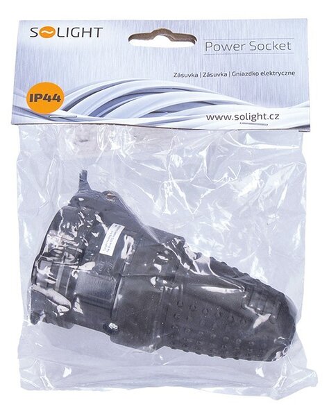 SOLIGHT Kabelová zásuvka gumová do vlhka P77 230V/16A/IP44, černá