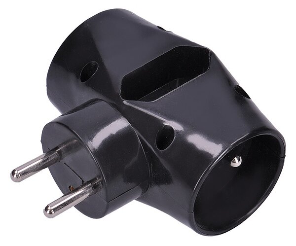SOLIGHT Zásuvka rozbočovací P92 IP20/230V/2x10A+1x2,5A, černá