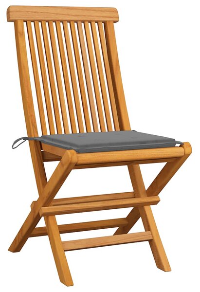 Zahradní židle s šedými poduškami 8 ks masivní teak