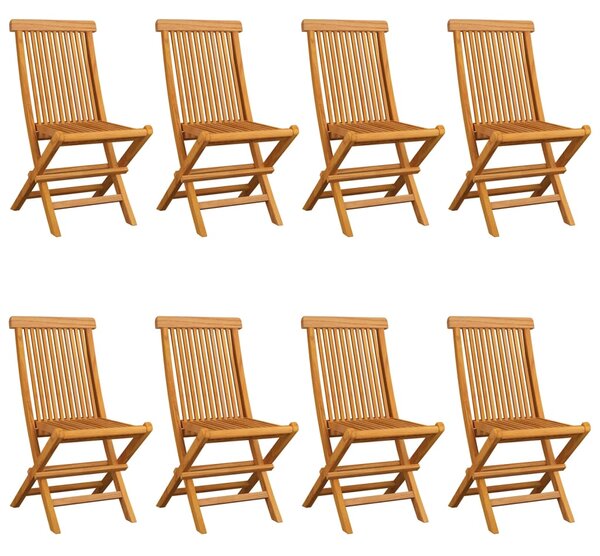 Zahradní židle s jasně zelenými poduškami 8 ks masivní teak