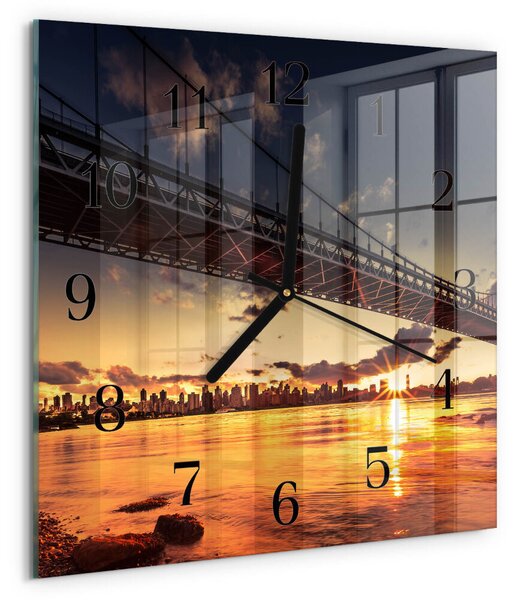Skleněné hodiny na stěnu Řeka Bridge zskc-30x30-00178169