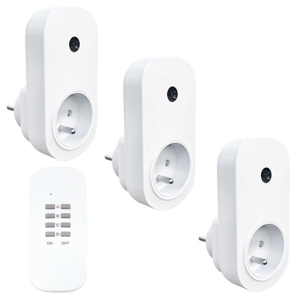 SOLIGHT Dálkově ovládané zásuvky set 3 zásuvky+1 ovladač DY09 2000W/8,7A