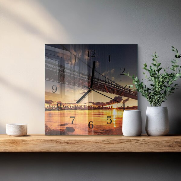Skleněné hodiny na stěnu Řeka Bridge zskc-30x30-00178169