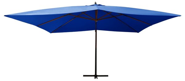 Boční zahradní slunečník dřevěná tyč 400 x 300 cm azurově modrý