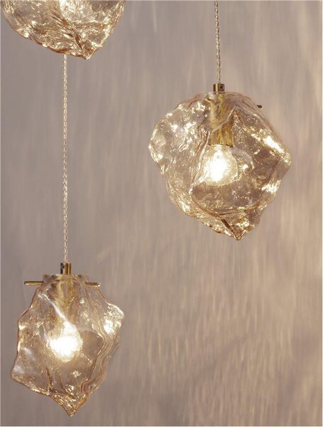 Nova Luce Závěsné svítidlo ODELLE, amber sklo, E14 3x5W