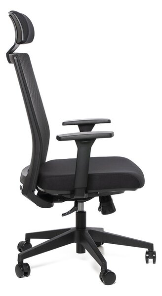 Kancelářská ergonomická židle LINK — síť/látka, černá
