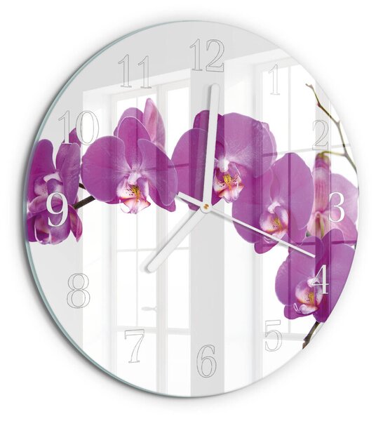 Skleněné hodiny na stěnu Orchidej zsob-fi30-00082159