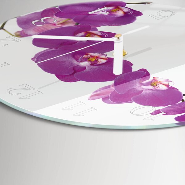 Skleněné hodiny na stěnu Orchidej zsob-fi30-00082159