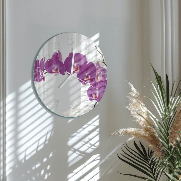 Skleněné hodiny na stěnu Orchidej zsob-fi30-00082159