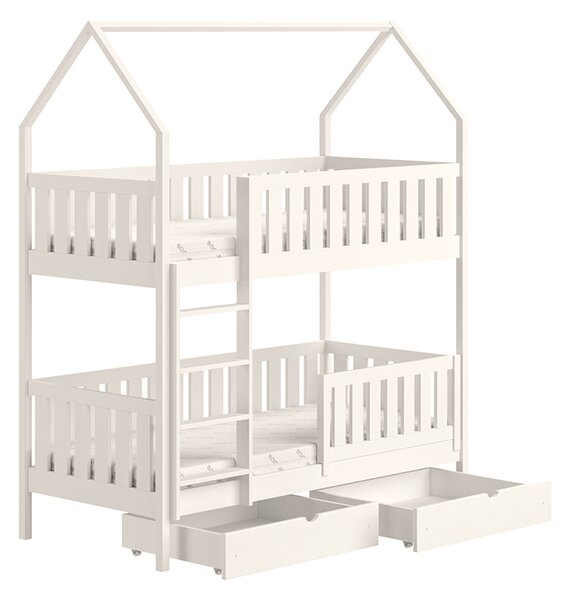 Dětská patrová domečková postel Nemos 80x180 - bílá