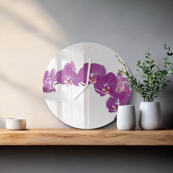 Skleněné hodiny na stěnu Orchidej zsob-fi30-00082159