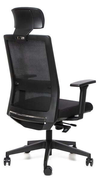 Kancelářská ergonomická židle LINK — síť/látka, černá