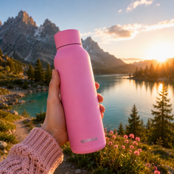 Nerezová termoláhev Solid Powder, 630ml, Quokka, růžová