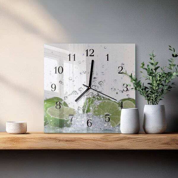 Skleněné hodiny na stěnu Limetky zskc-30x30-00179265