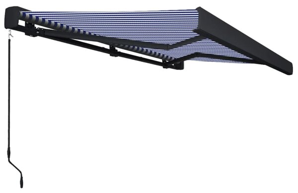 Kazetová markýza s ručním ovládáním 400 x 300 cm modro-bílá